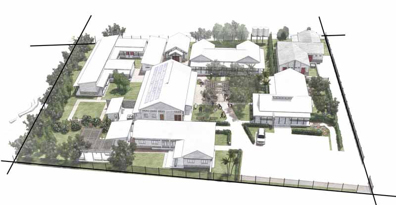 Perspective view of the proposed TFA campus master plan